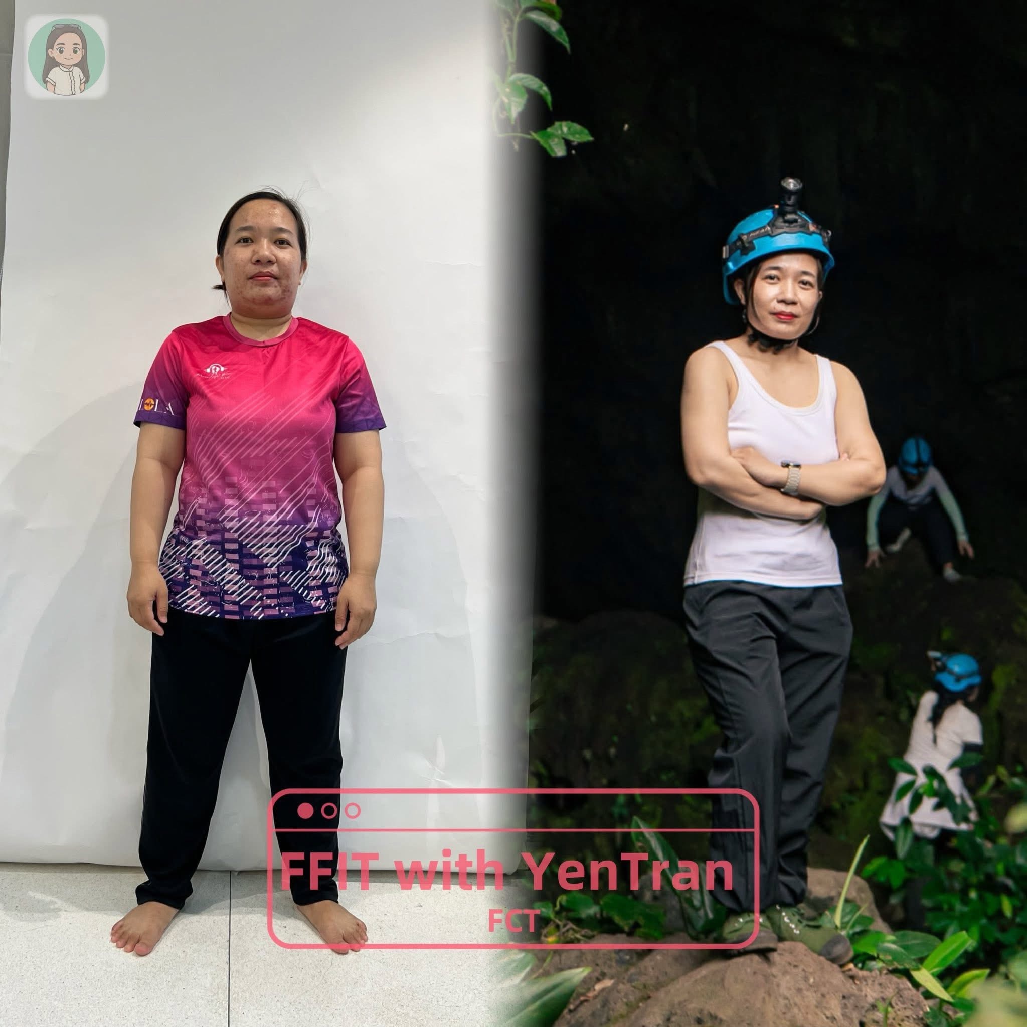 Hình ảnh trước và sau trong hành trình kiểm soát cân nặng của Yến Trần