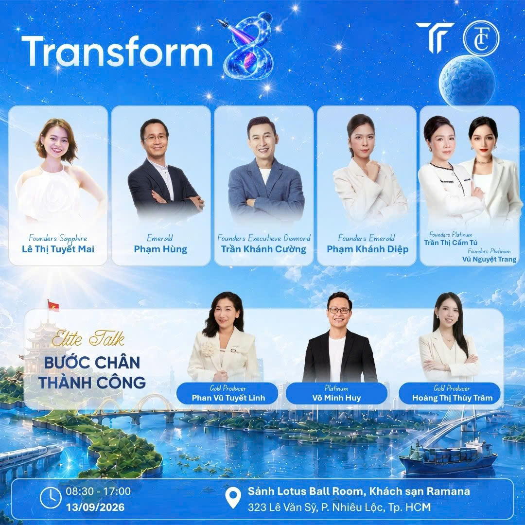 Transform 8 với các diễn giả và khách mời, ngày 13 tháng 9 năm 2026 tại TP.HCM
